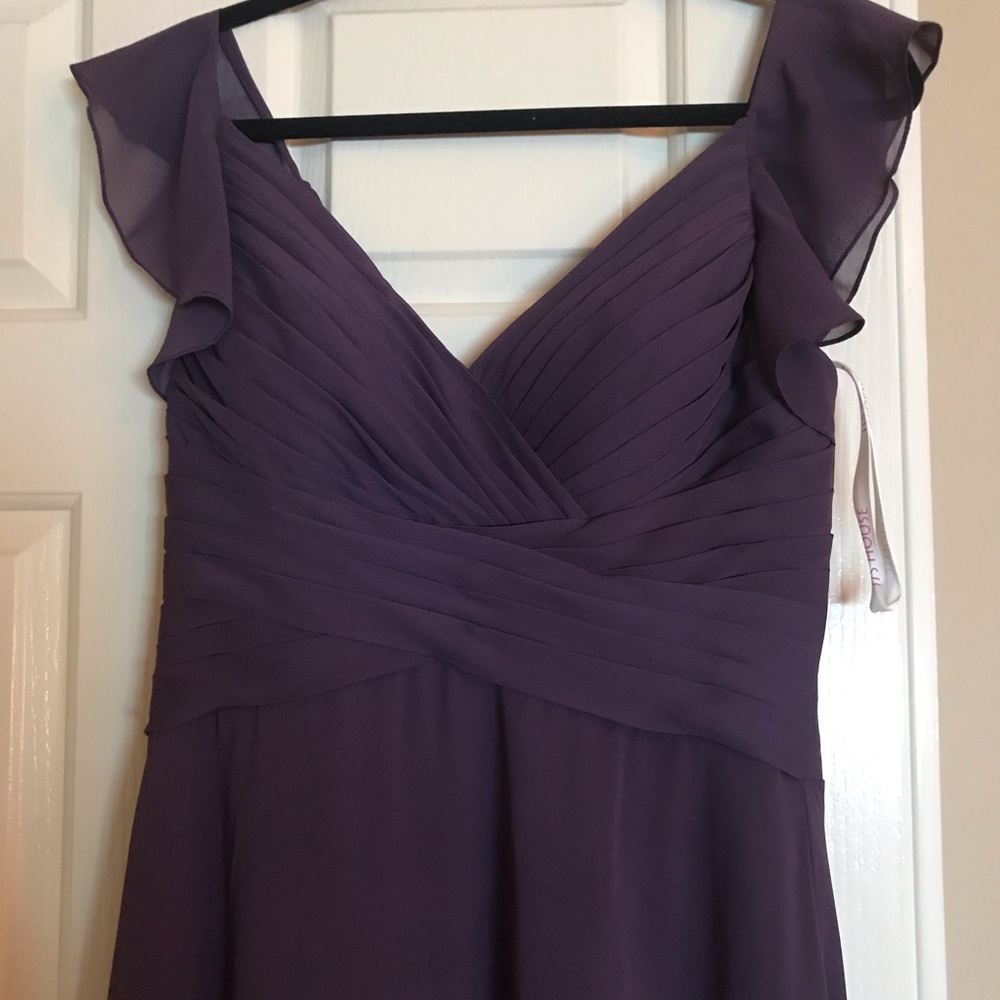 JJ’s House Plum Empire V-neck Bridesmaid Dress